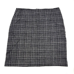 2006 Eddie Bauer Wool Blend Black Grey Plaid Mid Rise Mini Skirt Size 6 29x19"